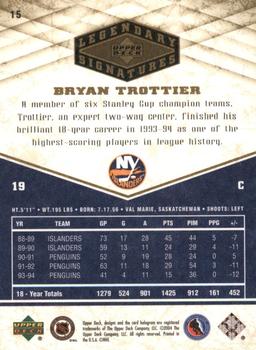 2004-05 UD Legendary Signatures #15 Bryan Trottier Back