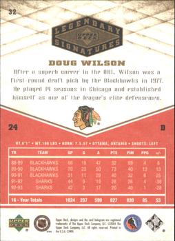 2004-05 UD Legendary Signatures #32 Doug Wilson Back