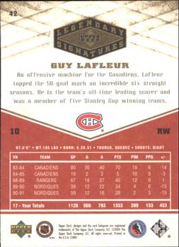 2004-05 UD Legendary Signatures #42 Guy Lafleur Back
