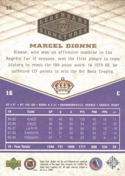 2004-05 UD Legendary Signatures #55 Marcel Dionne Back