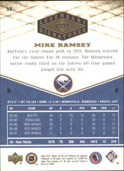 2004-05 UD Legendary Signatures #58 Mike Ramsey Back