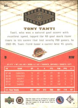 2004-05 UD Legendary Signatures #85 Tony Tanti Back