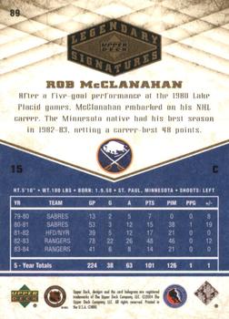 2004-05 UD Legendary Signatures #89 Rob McClanahan Back