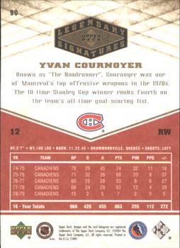 2004-05 UD Legendary Signatures #90 Yvan Cournoyer Back