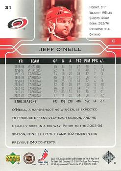 2004-05 Upper Deck #31 Jeff O'Neill Back