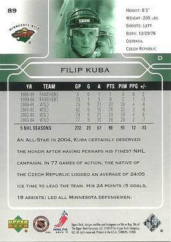 2004-05 Upper Deck #89 Filip Kuba Back