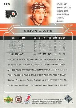 2004-05 Upper Deck #129 Simon Gagne Back