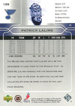 2004-05 Upper Deck #155 Patrick Lalime Back