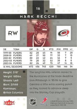2005-06 Fleer Hot Prospects #16 Mark Recchi Back