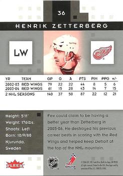 2005-06 Fleer Hot Prospects #36 Henrik Zetterberg Back