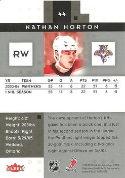 2005-06 Fleer Hot Prospects #44 Nathan Horton Back