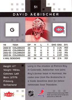 2005-06 Fleer Hot Prospects #51 David Aebischer Back