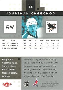 2005-06 Fleer Hot Prospects #85 Jonathan Cheechoo Back