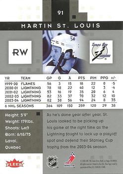 2005-06 Fleer Hot Prospects #91 Martin St. Louis Back