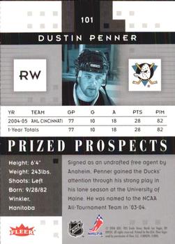 2005-06 Fleer Hot Prospects #101 Dustin Penner Back