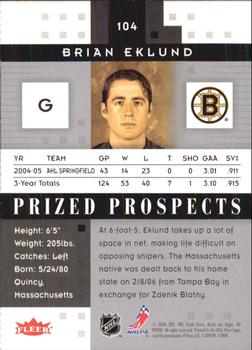 2005-06 Fleer Hot Prospects #104 Brian Eklund Back