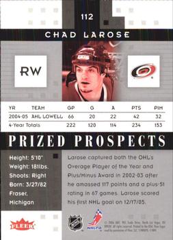 2005-06 Fleer Hot Prospects #112 Chad Larose Back