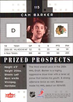 2005-06 Fleer Hot Prospects #115 Cam Barker Back
