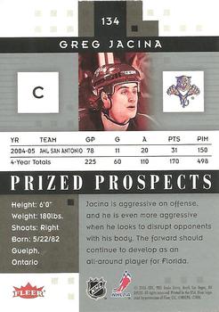 2005-06 Fleer Hot Prospects #134 Greg Jacina Back