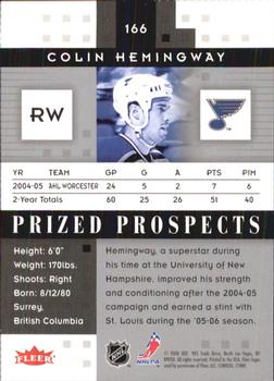 2005-06 Fleer Hot Prospects #166 Colin Hemingway Back