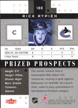 2005-06 Fleer Hot Prospects #180 Rick Rypien Back
