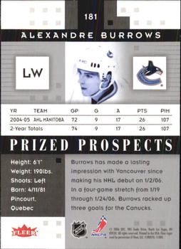 2005-06 Fleer Hot Prospects #181 Alexandre Burrows Back