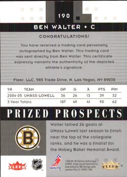 2005-06 Fleer Hot Prospects #190 Ben Walter Back