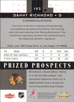 2005-06 Fleer Hot Prospects #193 Danny Richmond Back