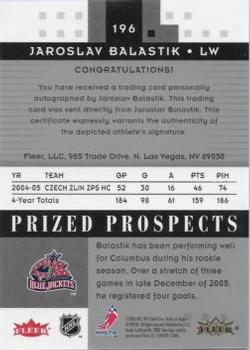 2005-06 Fleer Hot Prospects #196 Jaroslav Balastik Back