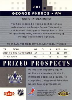 2005-06 Fleer Hot Prospects #201 George Parros Back