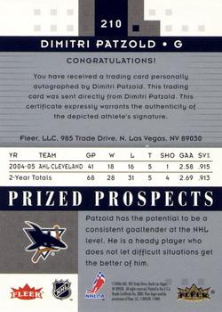 2005-06 Fleer Hot Prospects #210 Dimitri Patzold Back