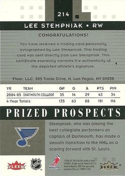 2005-06 Fleer Hot Prospects #214 Lee Stempniak Back