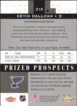 2005-06 Fleer Hot Prospects #215 Kevin Dallman Back