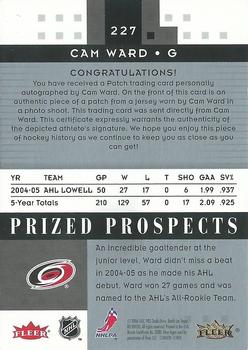 2005-06 Fleer Hot Prospects #227 Cam Ward Back