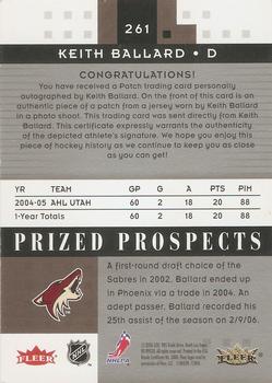 2005-06 Fleer Hot Prospects #261 Keith Ballard Back