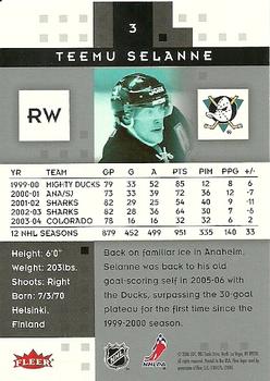2005-06 Fleer Hot Prospects #3 Teemu Selanne Back