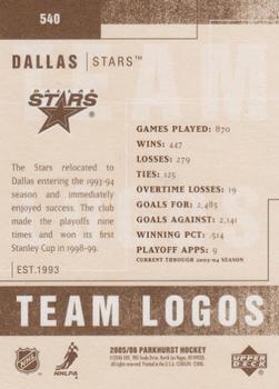 2005-06 Parkhurst #540 Dallas Stars Back
