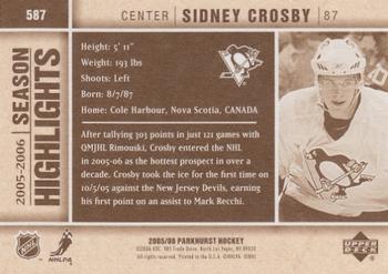 2005-06 Parkhurst #587 Sidney Crosby Back