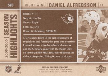 2005-06 Parkhurst #598 Daniel Alfredsson Back