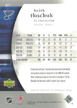 2005-06 SP Authentic #87 Keith Tkachuk Back