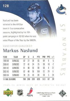 2005-06 SP Authentic #128 Markus Naslund Back