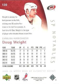 2005-06 SP Authentic #130 Doug Weight Back