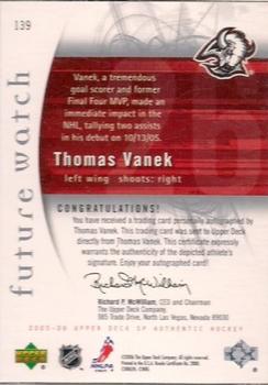 2005-06 SP Authentic #139 Thomas Vanek Back
