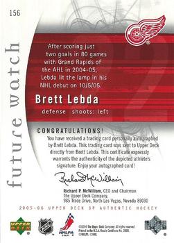 2005-06 SP Authentic #156 Brett Lebda Back