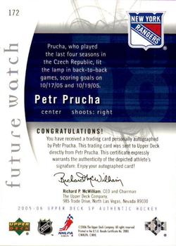 2005-06 SP Authentic #172 Petr Prucha Back