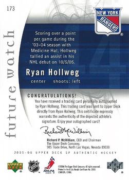 2005-06 SP Authentic #173 Ryan Hollweg Back