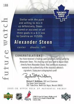 2005-06 SP Authentic #188 Alexander Steen Back