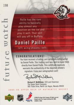 2005-06 SP Authentic #198 Daniel Paille Back