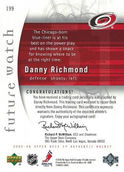 2005-06 SP Authentic #199 Danny Richmond Back