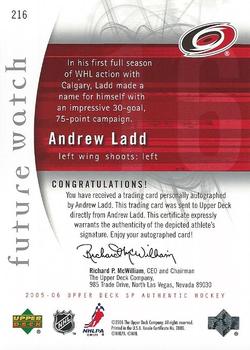 2005-06 SP Authentic #216 Andrew Ladd Back